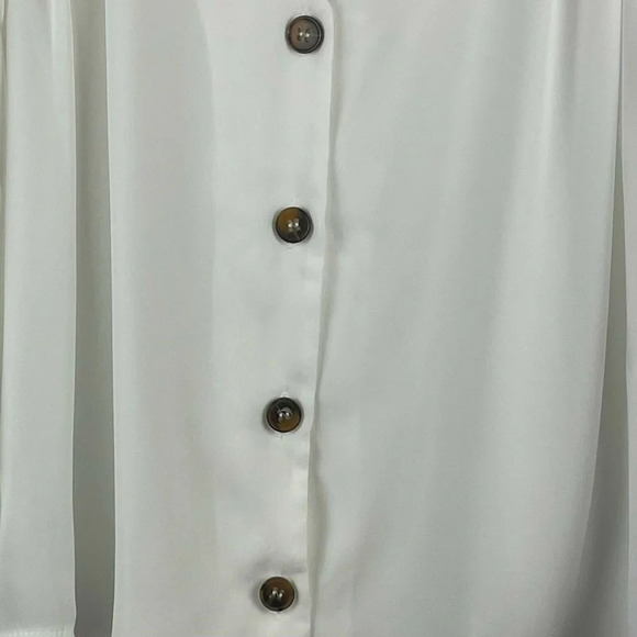 Boohoo Blouse Women's Size S Horn Button Through Loose Fit Sheer Woven Ivory - Picture 4 of 9